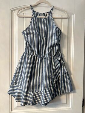 Speechless Blue and White Striped Romper
